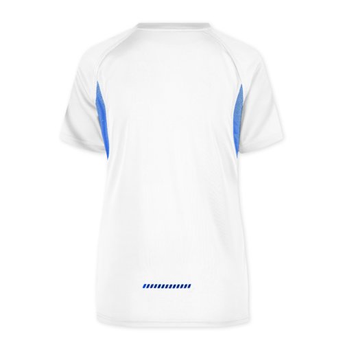 Wit/blauw polyester functioneel T-shirt voor dames, korte mouwen.