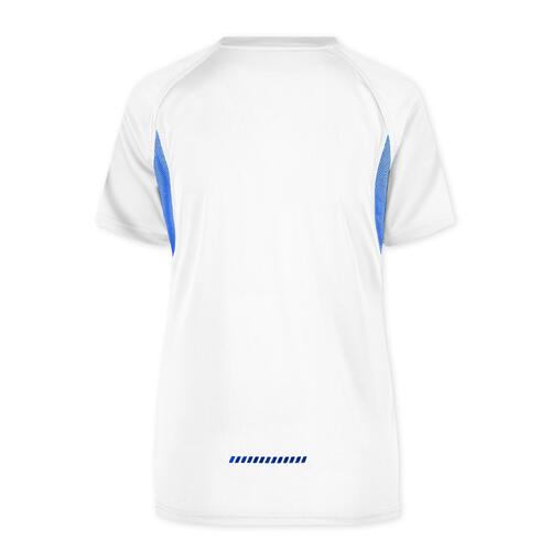Wit/blauw polyester functioneel T-shirt voor dames, korte mouwen.
