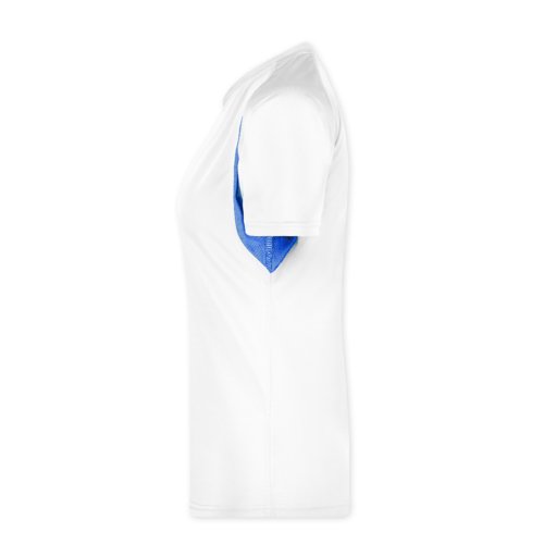 Wit/blauw polyester functioneel shirt voor dames.