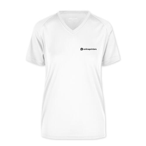 Functioneel dames T-shirt met V-hals en korte mouwen.