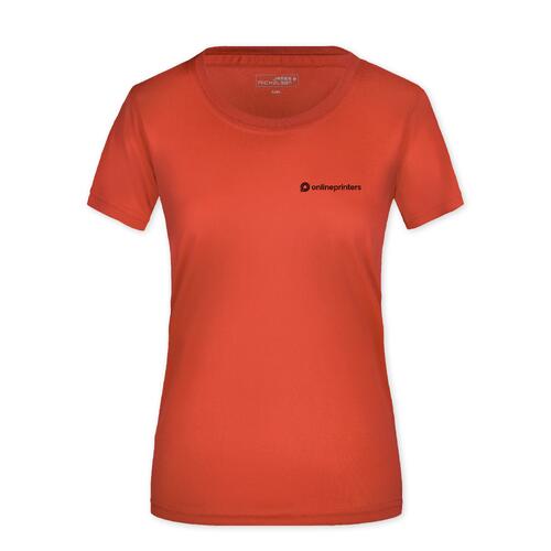 Rood polyester dames T-shirt.