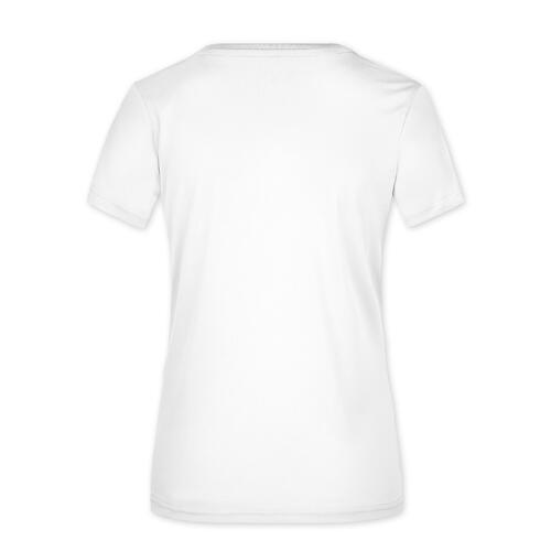 Wit polyester T-shirt voor dames met korte mouwen.
