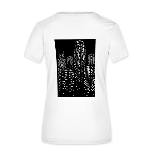Wit polyester dames T-shirt met korte mouwen.