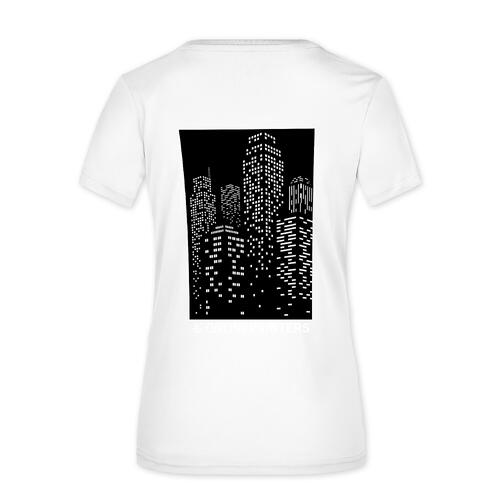 Wit polyester dames T-shirt met korte mouwen.