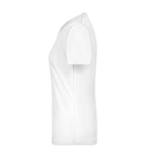 Wit polyester T-shirt voor dames met korte mouwen.