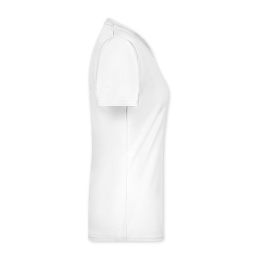 Wit polyester T-shirt voor dames met korte mouwen.
