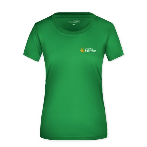 Groen dames T-shirt van functioneel materiaal met korte mouwen.