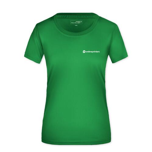Groen dames T-shirt van functioneel materiaal met korte mouwen.