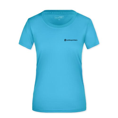 Turquoise polyester T-shirt voor dames, ademend.