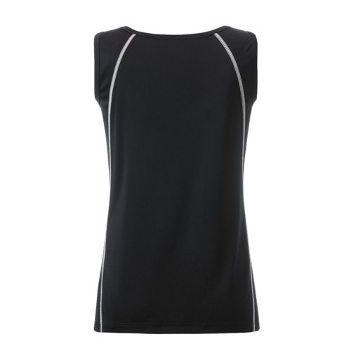 Zwart-wit polyester dames sport tanktop.