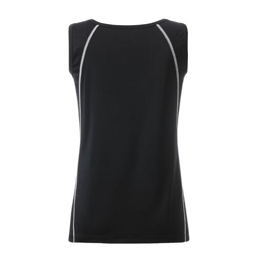 Zwart-wit polyester dames sport tanktop.