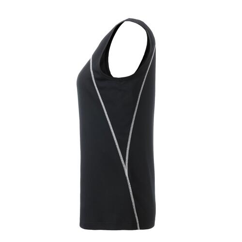 Zwart-wit polyester sporttop voor dames.