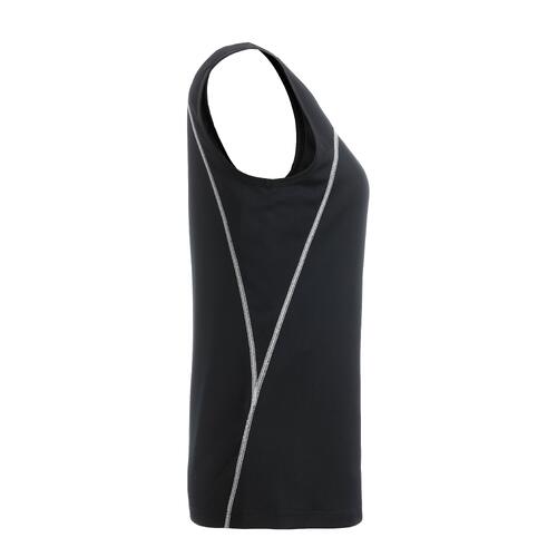 Zwart-witte polyester tanktop voor dames.