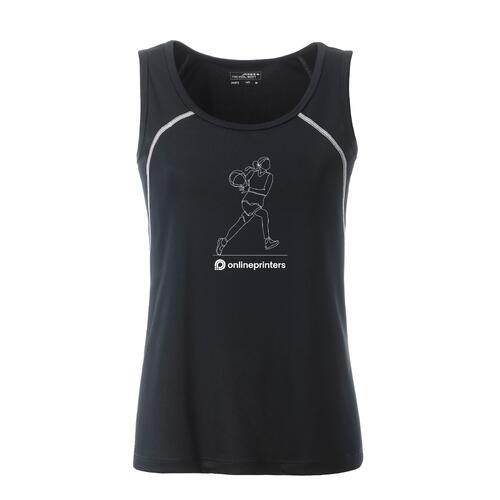 Zwart-witte polyester tanktop voor dames.
