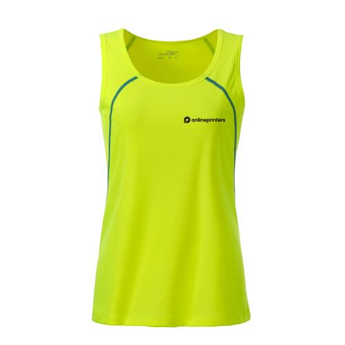 Neon geel/blauwe polyester tanktop voor dames.