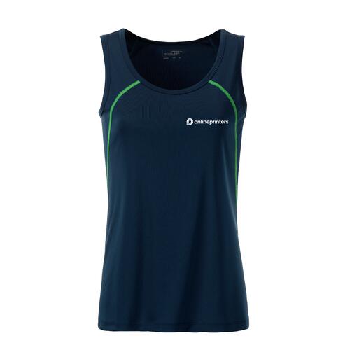 Marineblauwe polyester dames tanktop.