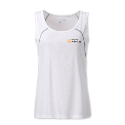 Witte polyester tanktop voor dames met zilveren accenten.