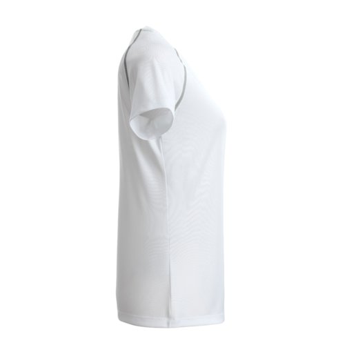 Wit polyester T-shirt voor dames met korte mouwen.