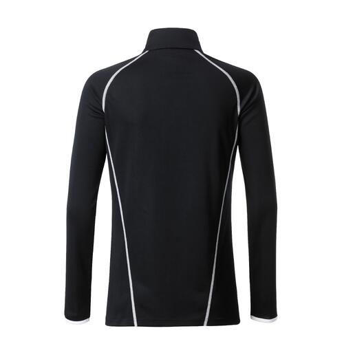 Zwart-wit polyester shirt met lange mouwen voor dames.