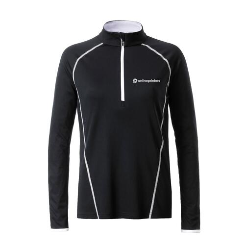 Sportief shirt met lange mouwen en ritssluiting voor dames.