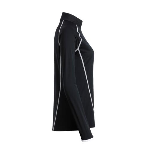 Zwart polyester dames shirt met lange mouwen en sportieve snit.