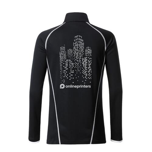 Zwart-wit polyester shirt met lange mouwen voor dames.