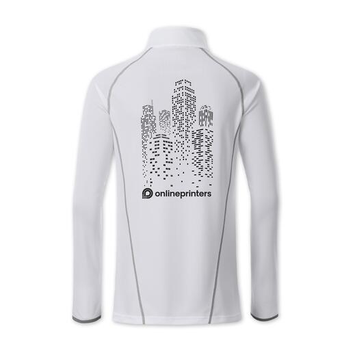 Wit polyester shirt met lange mouwen voor dames met ritssluiting.