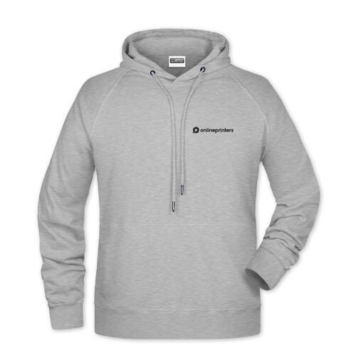 Grijs gem�leerde hoodie van katoenmix met capuchon en trekkoord.