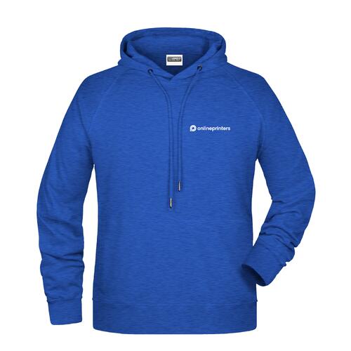 Blauw gem�leerde hoodie van katoenmix met trekkoord.