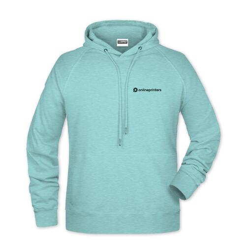 Mintgroene hoodie van katoenmix voor heren met capuchon en trekkoord.