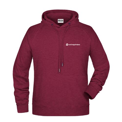 Bordeaux katoen-polyester heren hoodie met capuchon en trekkoord.