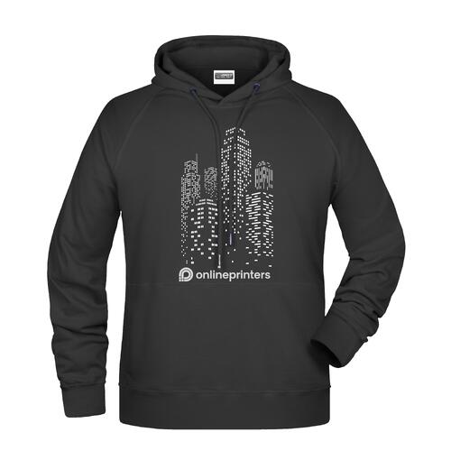 Zwarte katoenmix hoodie met capuchon en kangoeroezak.