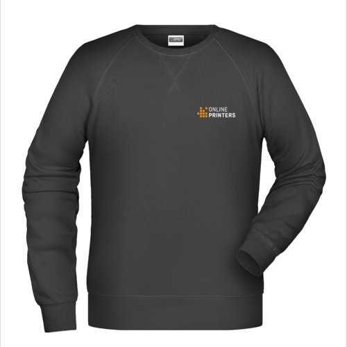 Zwart katoen-polyester sweatshirt voor mannen met lange mouwen.