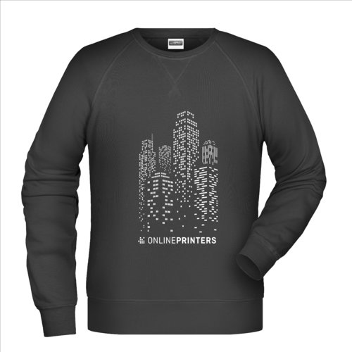 Zwart katoenmix heren sweatshirt met lange mouwen.
