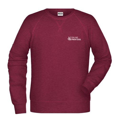 Bordeaux katoen-polyester sweatshirt voor heren met ronde hals.