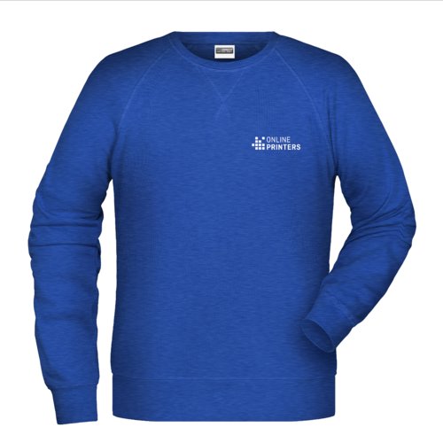 Blauw gemleerd katoen-polyester sweatshirt voor heren.