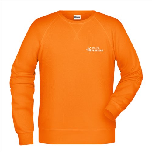 Oranje katoen-polyester sweatshirt voor heren met lange mouwen.