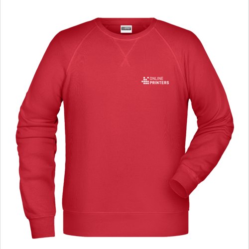 Rode katoen-polyester mix heren sweatshirt met lange mouwen.