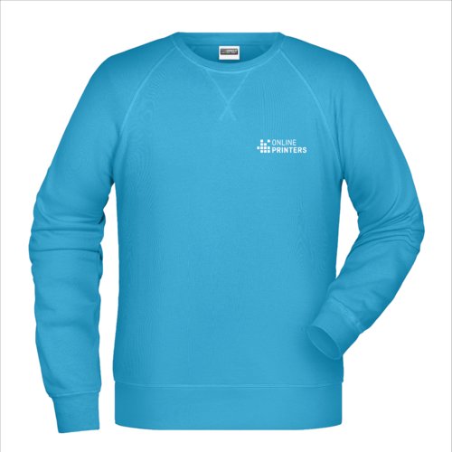 Turkooizen katoen-polyester sweatshirt voor heren.