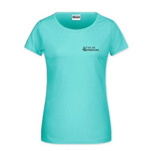 Mintgroen katoenen T-shirt voor dames met korte mouwen.