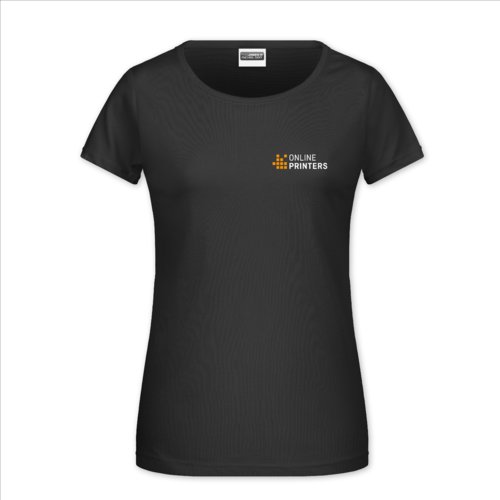 Zwart katoenen T-shirt voor dames met korte mouwen.