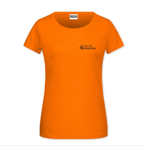 Oranje dames T-shirt van katoen met korte mouwen.