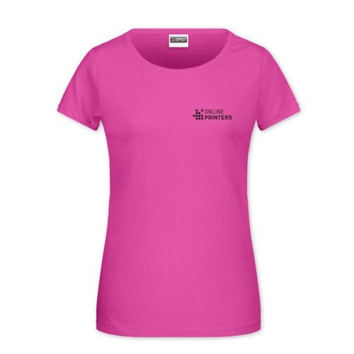 Roze katoenen T-shirt voor dames met korte mouwen.