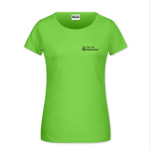 Appelgroen katoenen T-shirt voor dames met ronde hals en korte mouwen.