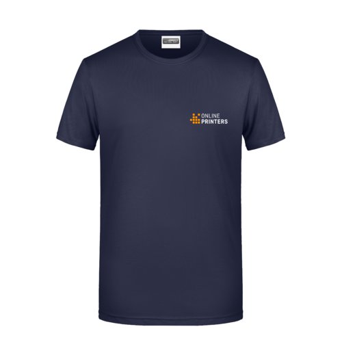 Donkerblauw katoenen T-shirt voor heren met korte mouwen.
