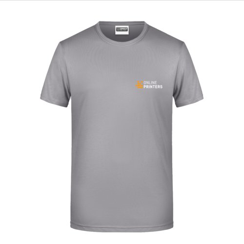Lichtgrijs katoenen T-shirt voor heren met korte mouwen.