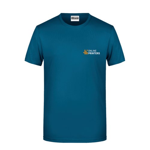 Petrolkleurig katoenen T-shirt voor heren met korte mouwen.