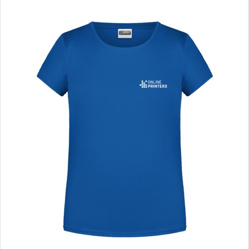 Koningsblauw katoenen T-shirt voor meisjes met korte mouwen.