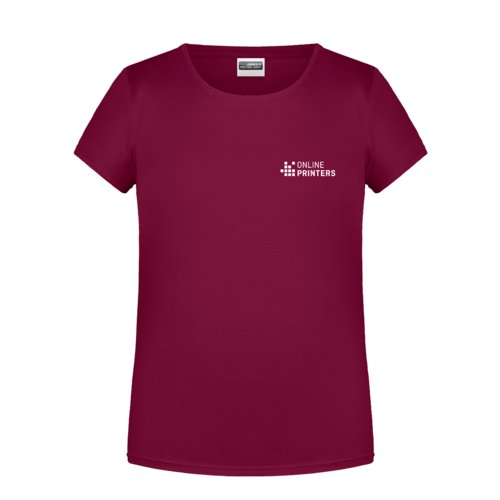 Bourgondische katoenen T-shirt voor meisjes met korte mouwen.