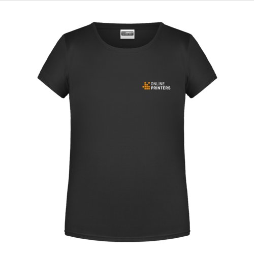 Zwart katoenen T-shirt voor meisjes met korte mouwen.
